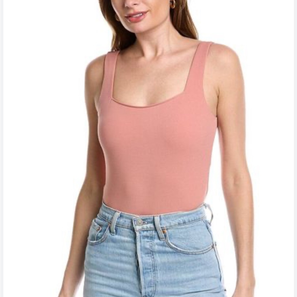 NWT BCBGeneration Square Neck Bodysuit Medium Pink Rose Tank Top Fitted